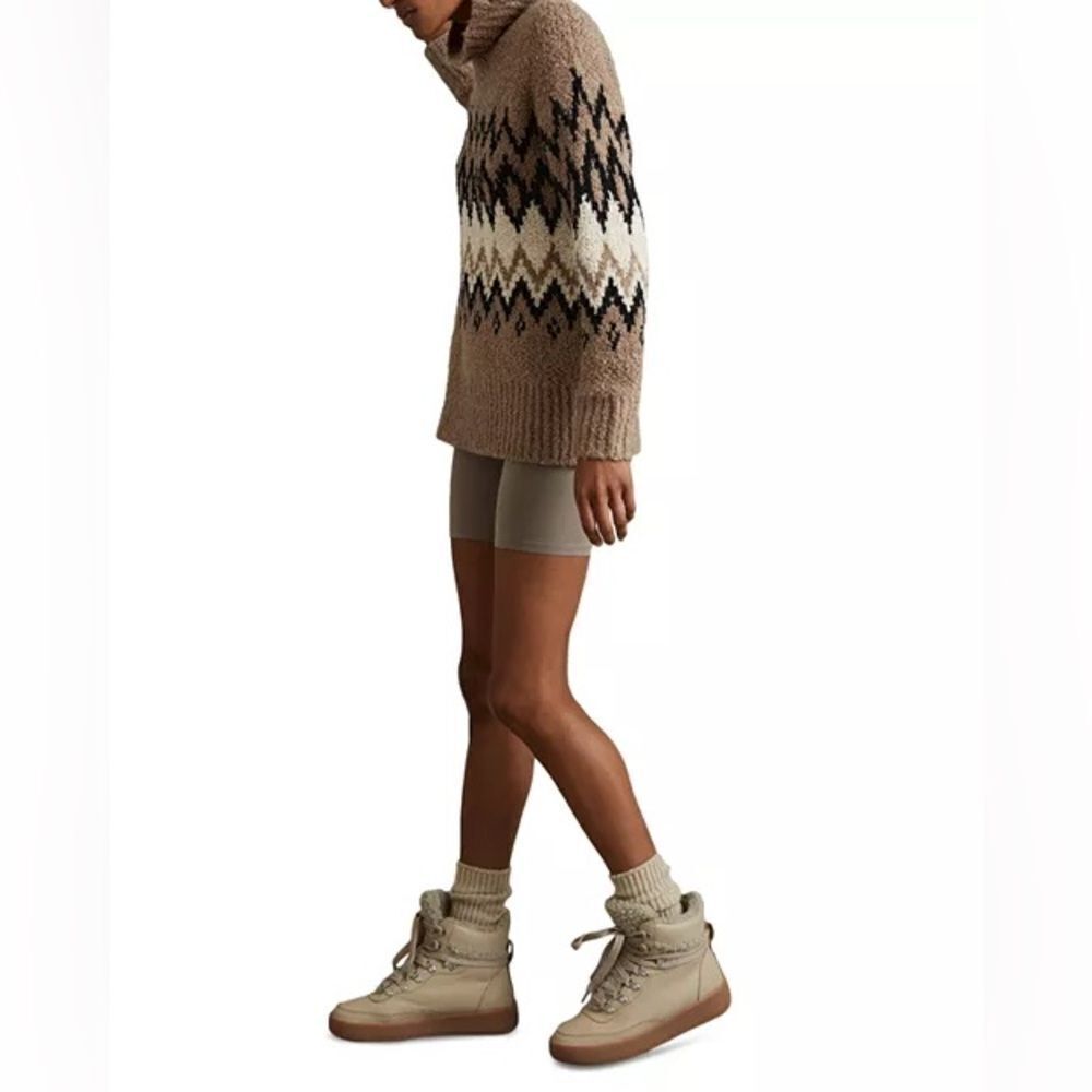 REISS Bobbi Chunky Fairisle Pattern Knit Funnel Neck Jumper In Brown Size Large - Picture 3 of 11
